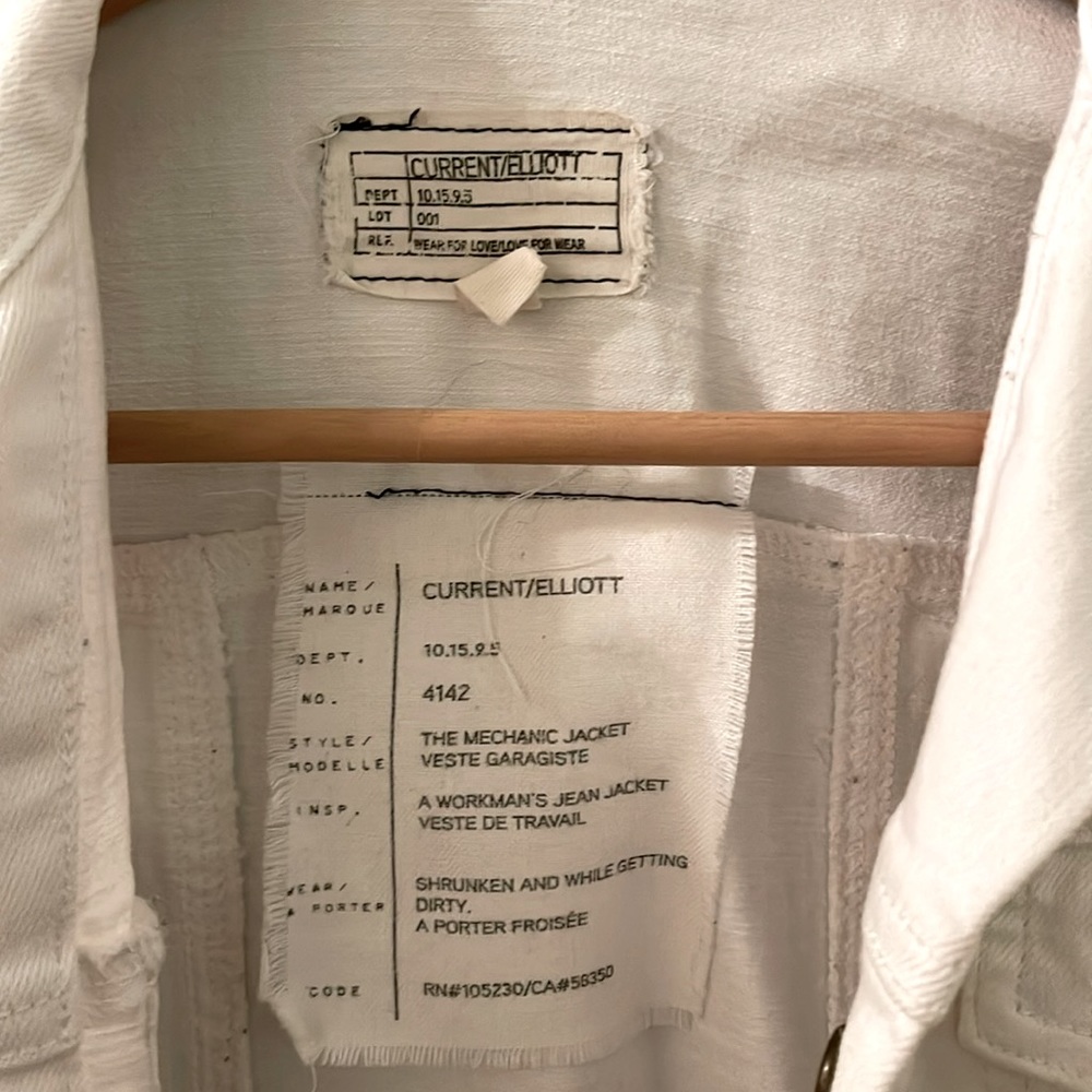 Current/Elliott Snap Button White Denim Jacket - … - image 7